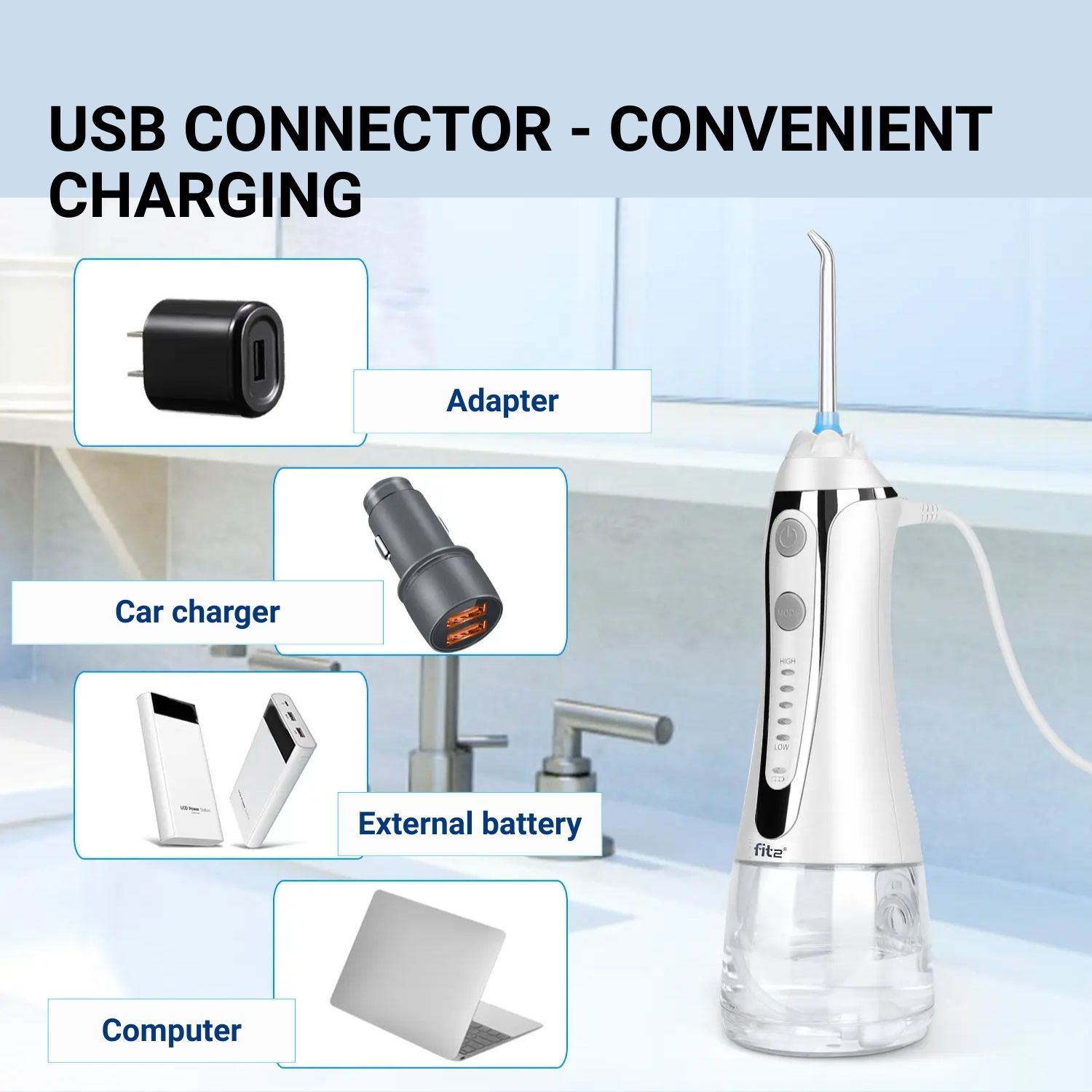 Oral irrigator for implant and crown cleaning